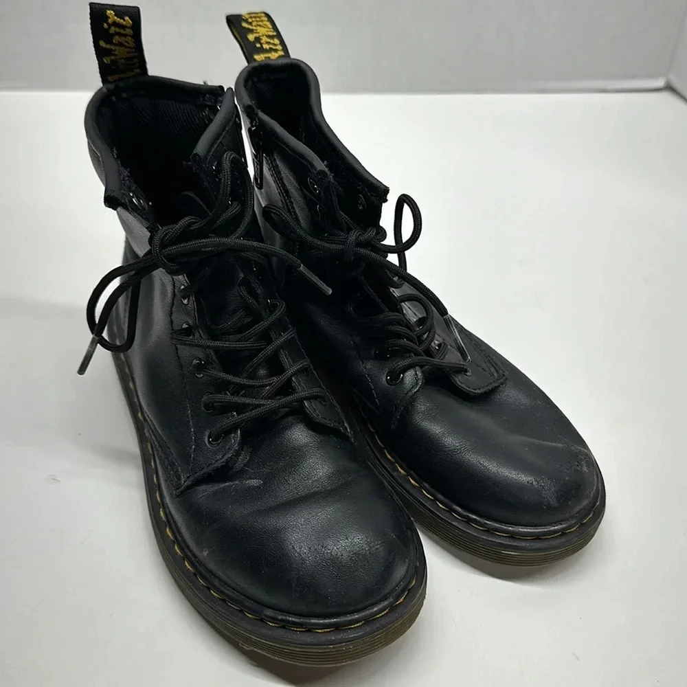 Doc Dr Martens Boots Docs Boot Combat Lace Up Leather 1460 Black Big Kids Size 2